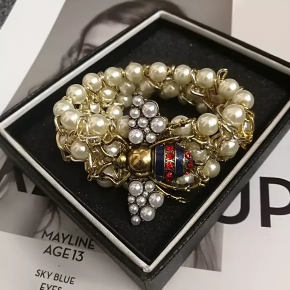 🐝 LAST ONE🐝 Super Cute Pearl Bee Bracelet & Ring Set - Picture 4 of 7